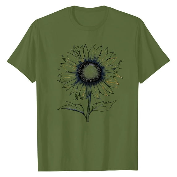 NAMTYQX Shirts for Women Trendy Summer Muster Plus Size Cool Crewneck Hawaiian Loose Short Sleeve Lightweight Graphic Ladies Tops and Blouses Army Green Size 3XL