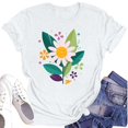 thumbnail image 1 of NAMTYQX Summer Blouses for Women 2025 Fullprint O-Neck Loose Fit Pattern Hip Plus Size Short Sleeve Light Cool Cute Summer Tops for Women White Size 2XL, 1 of 4