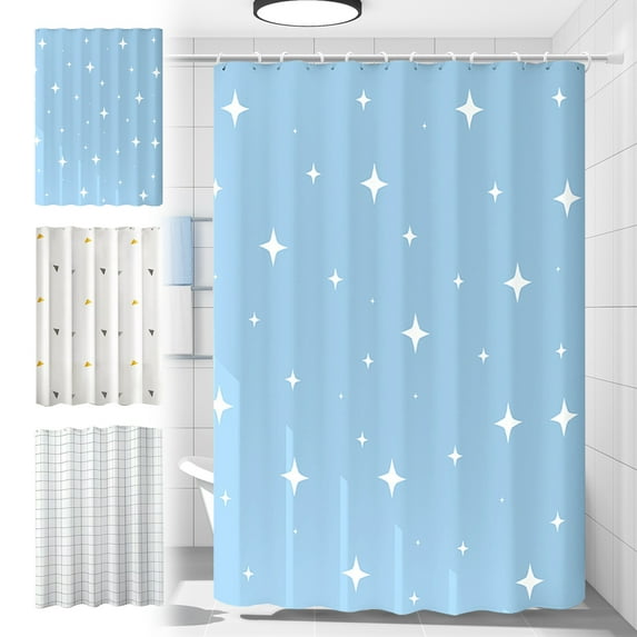 Printed Bathroom Shower Curtain, Mildew-Proof Waterproof Curtain, No-Hole Partition Curtain, Easy Setup for Bathroom and Toilet Decor