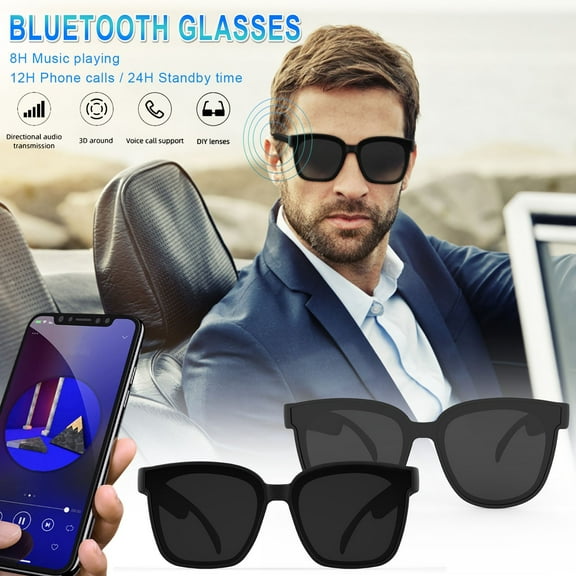 Smart Bluetooth Sunglasses with Wireless Headset, Built-in Mic for Phones, Sport Audio Glasses for Men & Women, Bluetooth Sunglasses for Calls & Music