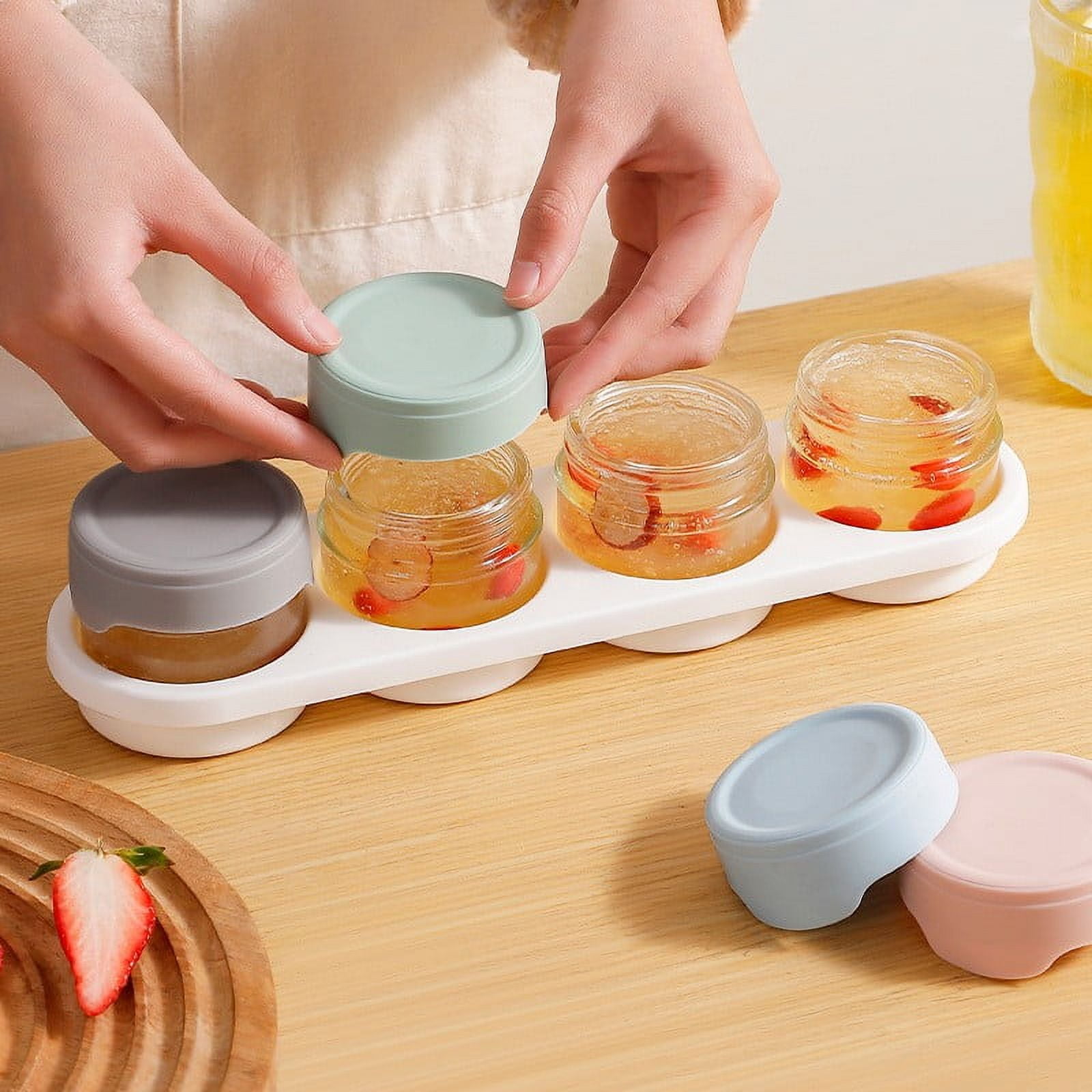 Baby Food Maker 8-Pack Glass Baby Food Containers 4oz Leakproof