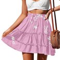 thumbnail image 1 of Deals of The Day Clearance kttectoa Cute Leisure Ruffle Lace-up Beach Skirts Summer Skirts Floral Graphic Skirts Elastic Mid Waist Mini Skirt for Ladies Casual Club, 1 of 6