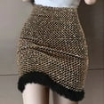 thumbnail image 1 of kttectoa Slim Sequin Bodycon Pencil Furry Edges Wrap Skirt Skirts for Women Solid Skirts Elastic Mid Waist Mini Skirt for Ladies Casual Casual Daily Wear, 1 of 9