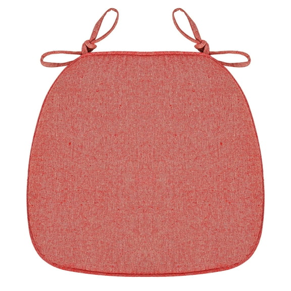 D-Shaped 2'' Thick Chair Cushions, Removable, Machine Washable Cover and Ties, Chair Pads for Indoor Dining Room and Kitchen Chairs, 17'' x 16'', Set of 1, Beige