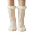 thumbnail image 1 of Pitauce Womens Winter Warm Plush Mid Cut Cotton Socks Soft Cozy Knitted Socks House Slipper Floor Socks Thermal Sleeping Socks Christmas Gifts, 1 of 2