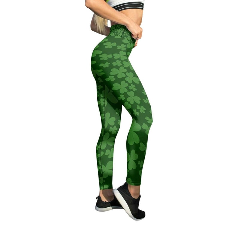 Deals of the Day!Taqqpue Womens High Waisted Leggings Women Green Lucky  Shamrock Clover Printed Tummy Control Tights St. Patrick's Day Print Tights  Workout Yoga Pants for Women on Clearance 