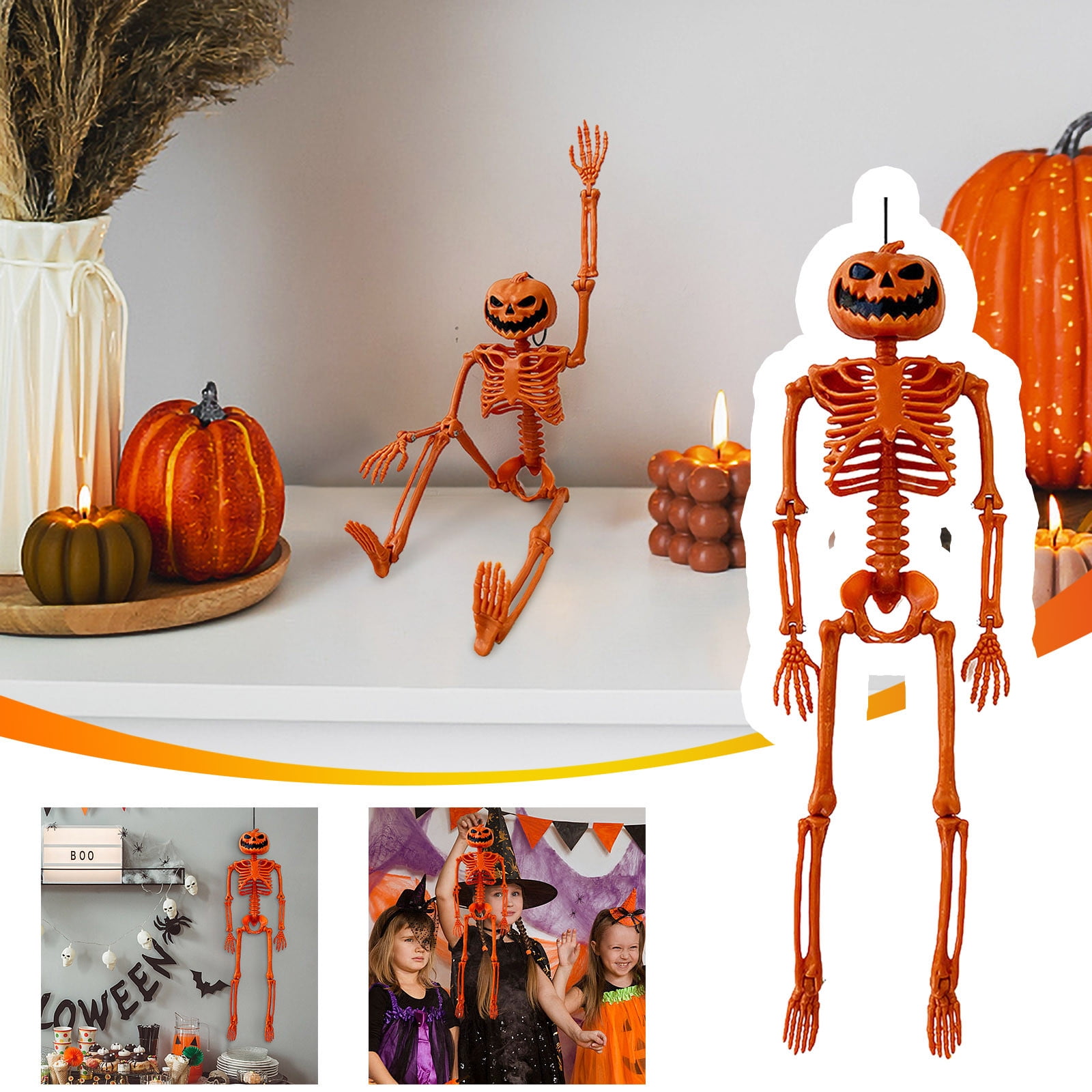 Deals of the Day!Ympuoqn Halloween Decorations indoor Outdoor on Clearance,Halloween Pumpkin Skeleton Decoration Halloween Party Decoration,Fall Decorations for Home