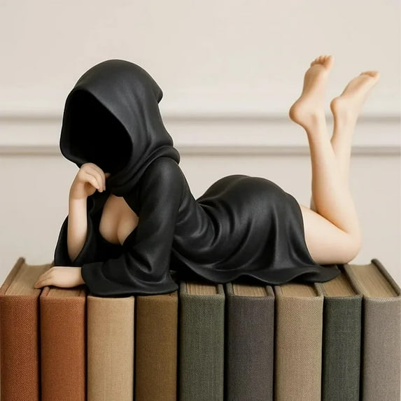 Ympuoqn Halloween Decorations indoor Outdoor on Clearance,Mysterious Gothic Statue - Black Robe Figure Sculpture, Small Elegant Gothic Decorations,Fall Decorations for Home