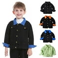 thumbnail image 1 of kttectoa Tops for Kids Kids Color Block Long Sleeve Lapel Neck Denim Jacket with Pockets Fall Button Down Denim Jacket Coat Fall Jacket Fall Fashion Girl Clothes 6M-7T, 1 of 8