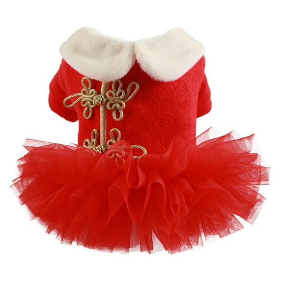 Dog Christmas Dress Pet New Year Clothes Princess Tutu Dress Cat Winter Red Skirt Small to Large Dogs for Birthday Party