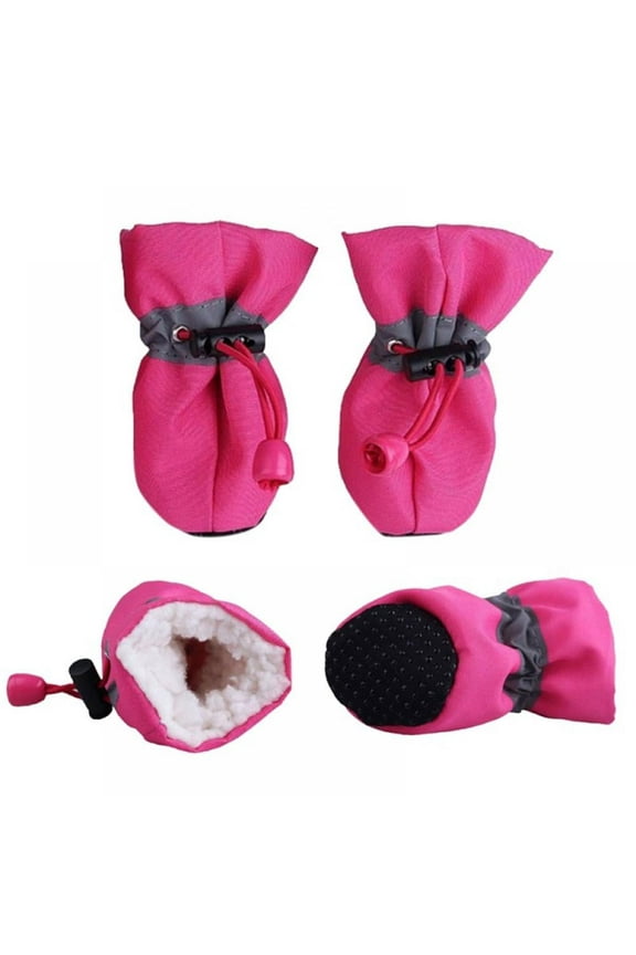 Dog Shoes for Winter,Dog Boots Paw Protectors for Dog Shoes Fleece Warm Snow Booties for Puppy with Anti Slip Rubber Sole for Small Medium Size Dogs 4Pcs,Size 4,L2xW1.6 inch