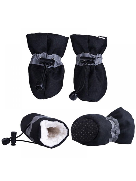 Dog Shoes for Winter,Dog Boots Paw Protectors for Dog Shoes Fleece Warm Snow Booties for Puppy with Anti Slip Rubber Sole for Small Medium Size Dogs 4Pcs,Size 6,L2.4xW2 inch