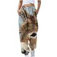 thumbnail image 1 of Donkey Print Sweatpants for Women Funny Animal Pattern Trousers Lace-Up Elastic Waist Track Pants Baggy Relaxed Fit Palazzo Pant Cute Going Out Holiday Pants with Pockets, 1 of 5