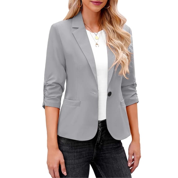 Up to EGNMCR Blazers for Women Business Casual Long Sleeve Lapel Fall Open Front Suit Jacket Work Office Blazer Suit Dressy Lightweight Jackets Outfits Fall Winter