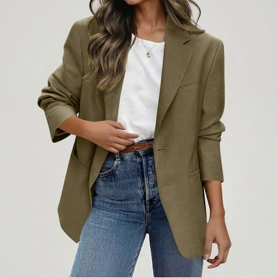 Up to EGNMCR Blazers for Women Business Casual Long Sleeve Lapel Fall Open Front Suit Jacket Work Office Blazer Suit Dressy Lightweight Jackets Outfits with Pockets Fall Winter