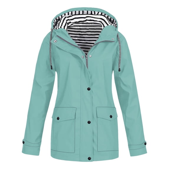 Up to EGNMCR Women's Lightweight Jacket Waterproof Rain Jacket with Hood Lightweight Windbreaker Travel Outdoors Raincoat with Pockets Fall Winter