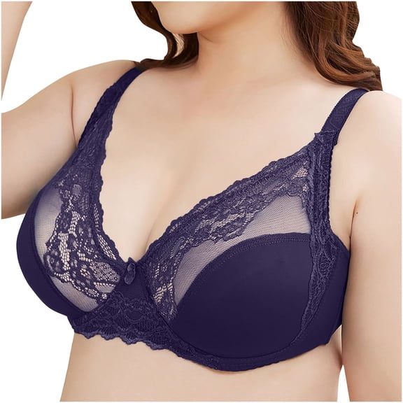 Everyday Bra for Women Mesh Lace Breathable Comfortable Padded T Shirt Bra Comfort Bralette Lightweight Cozy Bras (90, Purple)