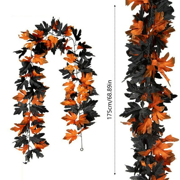 Fall Garland Decoration Artificial Maple Leaf Rattan,5.74Ft Hanging Vine Garland Artificial Autumn Foliage Garland Halloween Thanksgiving Decor for Home Wedding Fireplace Party Christmas