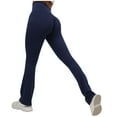 thumbnail image 1 of Flare Yoga Pants for Women High Waist Stretchy Straight Leg Running Workout Leggings Butt Lifting Fitness Athletic Long Skinny Pants Navy,L, 1 of 6