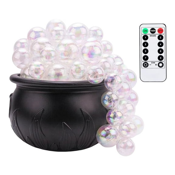 Halloween Decoration Indoor - DIY Bubbling Witch Cauldron Set with Twinkling Lights - Remote-Controlled Vintage Decor for Halloween Party (1pc 5.7x5.7x3.7 inch)