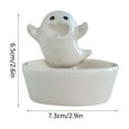 thumbnail image 1 of Halloween Ghost Candle Holder Decor,Candle Holder Cup,Ceramic Candlestick,White Ghost Shape Tealight Cup for Spooky Party Table Centerpiece Wedding Holiday Aromatherapy Decor, 1 of 9