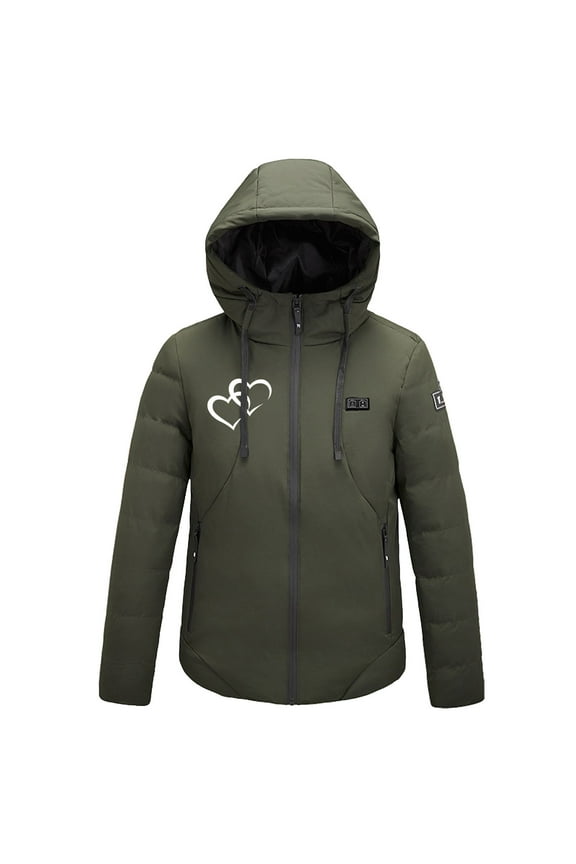 Heated Jacket for Women and Men with Hood,USB Intelligent Constant Temperature,9 Heated Zones,Unisex Smart Heated Jacket Plus Size,Christmas Gifts for your Family(Battery Not Included)