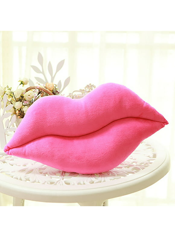 Deals！Hot Pink 3D Lips Throw Pillows，Lips Pillows Decorative Throw Pillows，Kiss Cute Pillow Girls Valentine's Day Gift Soft Velvet Decorative Reversible Pillow Cushion for Bed Couch Office