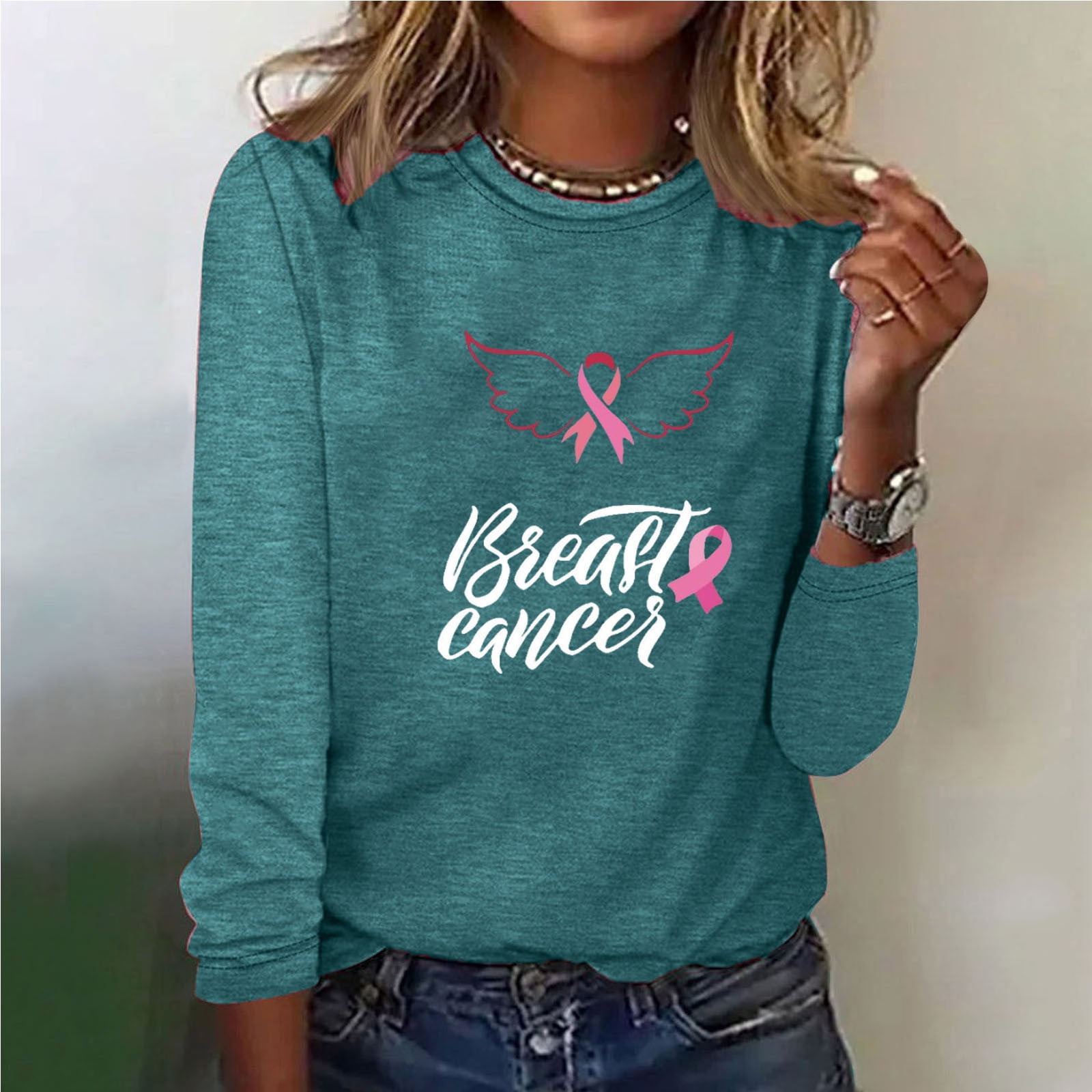 Deals I Won Breast Cancer Sweatshirt for Women Fall Sweaters 2024 Long