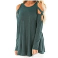 thumbnail image 1 of JSKUAMR Women's Cotton Long Sleeve Cold Shoulder Loose Tops Casual Tunic Shirts Solid Comfy Flowy Pullovers Blouses Green,XL, 1 of 6