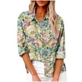 thumbnail image 1 of LYXSSBYX Long Sleeve Shirts for Women Hot Sale Womens Button Linen Shirts Floral Plaid Print V Neck Roll up Long Sleeve Blouses Loose Collared Shirt Casual Work Tops, 1 of 8