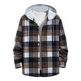thumbnail image 1 of Deals LYXSSBYX Long Sleeve Shirts for Men Men Casual Patchwork Fashion Plaid Hooded Button Long Sleeve Shirt Blouse, 1 of 9