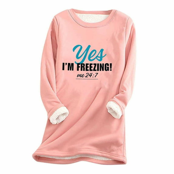 LYXSSBYX Long Sleeve Shirts for Women Plus Size Women's Large Loose Raglan Top Thickened and Velvet Lamb Wool Warm Underlay