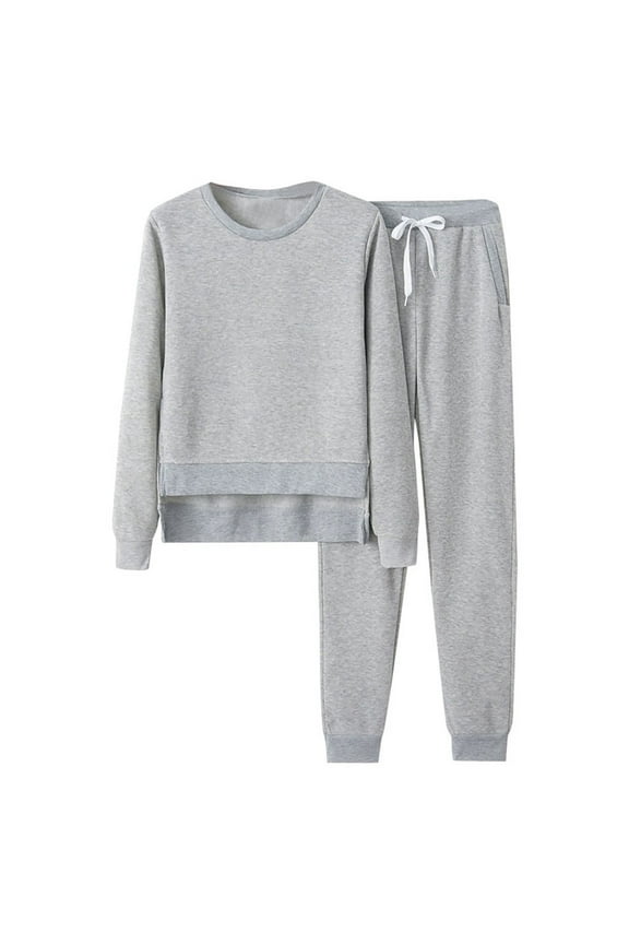 Sweatshirts for Women 2 Piece Set Women Sweatsuits 2 Piece Outfits Crew Neck Sweatshirt Sweatpant Tracksuit Fall Irregular Hem Pullover Lounge Sets