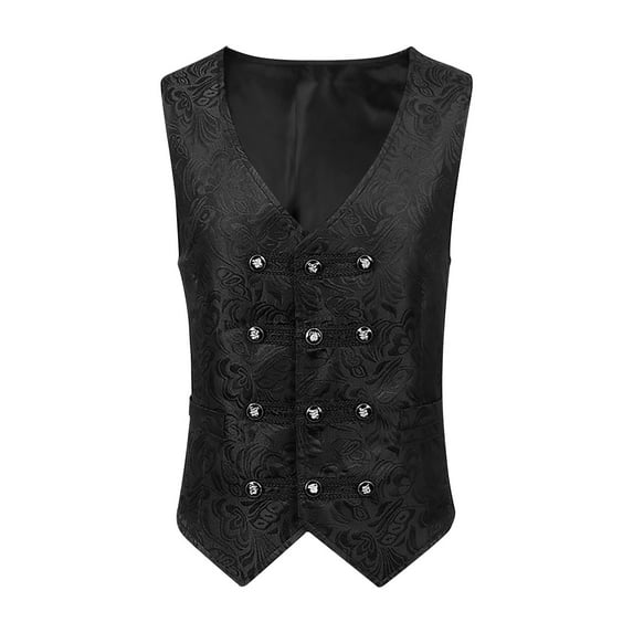 Mens Formal Suit Vest Solid Color Lapel V Neck Button Front Classic Vintage Waistcoat Fit for Business Casual Dress 2025
