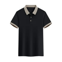 Mens Polo Shirts Collared Short Sleeve Tee Shirts Front Button Pullover Sweater Blouses Athletic Stretch T Shirts Color Block Tees Shirts Trends Lightweight Blouses Golf Joggers Outfits