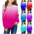 thumbnail image 1 of Mwjwdo Crewneck Sweatshirt Kids Long Sleeve Sweatshirts Girls Casual Cute Gradient Printed Pullover Tops Lightweight Tunics Blue 2 Years, 1 of 6
