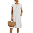 thumbnail image 1 of Clothing Dresses for Women 2025 Summer Cotton Linen Solid Gauze Dress Loose Casual Beach Vacation Flowy Midi Dress with Pockets, 1 of 8