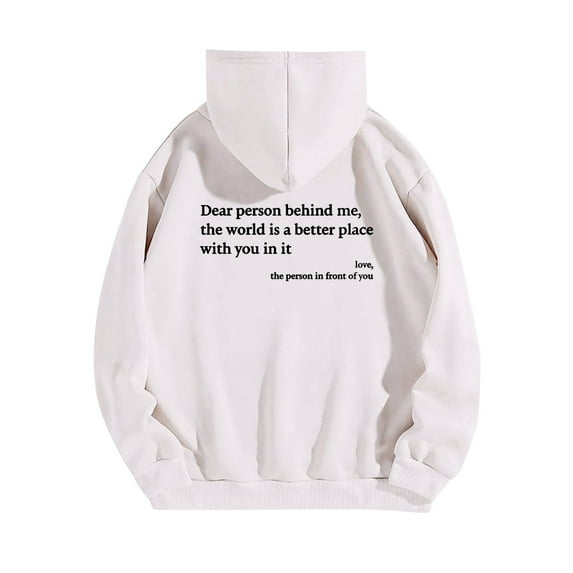 Deals Of The Day Clearance Hoodie Sweatshirt for Women Women's Solid Color Long Sleeved Letter Printed Hooded Sweater