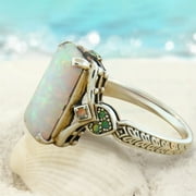 AGHTKYD Deals Of The Day Clearance！ Luxury Square White Opal Antique Silver Ring Jewelry Engaged Ring For Women