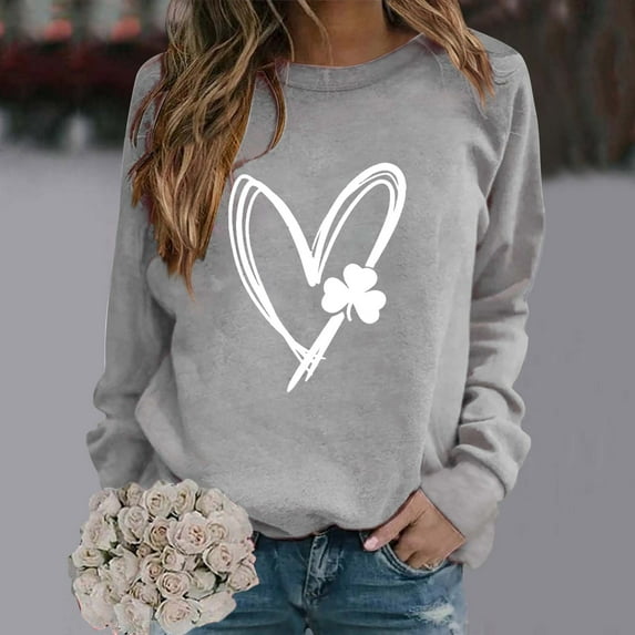 Deals Of The Day Clearance Oversized Crewneck Sweatshirt Women Women's Fashionable Round Neck Casual Floral Print Long Sleeve Top Sweatshirt