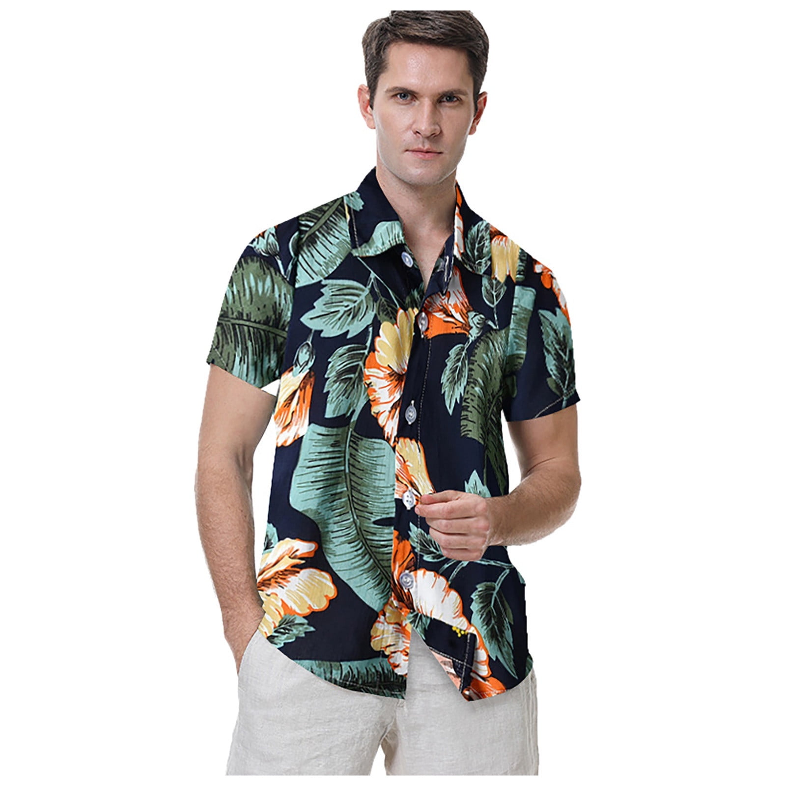 Deals Of The Day Lightning Deals Summer Men Hawaiiss Casual Clothes Short Sleeve Floral Button