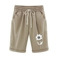 thumbnail image 1 of Stylish Olyvenn Bermuda Shorts for Women Trendy Summer Beach Drawstring Knee Length Shorts Loose Fit Resort Wear Fashion Clothes Khaki S, 1 of 3