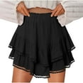 thumbnail image 1 of Stylish Olyvenn Flowy Shorts for Women Ruffle Skorts Mini Skirts High Waisted Teen Gilrs Tennis Skort Summer Shorts Black M, 1 of 9