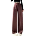 thumbnail image 1 of Stylish Olyvenn High Waisted Work Pants for Women Business Summer Casual Outfits Trendy Office Dress Wide Leg Trousers with Pockets Wine XL, 1 of 6