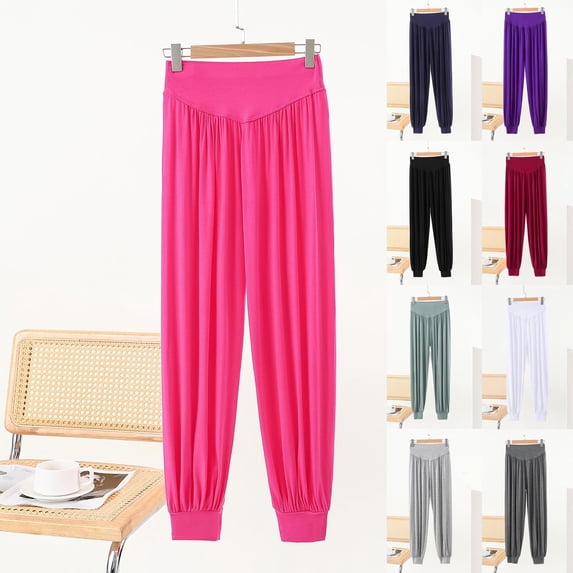 Stylish Olyvenn Modal Athletic Harem Pants for Womens Wide Leg Comfy Dance Pant Workout Yoga Joggers Sweatpants Sweat Pant Loungewear Black XXL