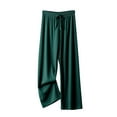 thumbnail image 1 of Stylish Olyvenn Women Pleated Wide Leg Palazzo Pants Drawstring Lounge Loungewear Bottoms Culottes Work Business Casual Clothes Army Green XXL, 1 of 7
