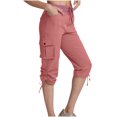 thumbnail image 1 of Stylish Olyvenn Women's Cargo Capri Pants Lightweight Quick Dry Hiking Pants Summer Travel Casual Capris with 5 Pockets Hot Pink XXL, 1 of 7