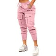 thumbnail image 1 of Stylish Olyvenn Womens Cargo Pants Drawstring High Waisted Jogger Track Pant Skinny Tapered Casual Pants Workout Trousers with Pockets Pink M, 1 of 6