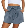 thumbnail image 1 of Stylish Olyvenn Womens Shorts Summer Elastic Waist Shorts Casual Ruffled Solid Color Shorts Ladies Comfy Lightweight Shorts with Pockets Navy M, 1 of 8