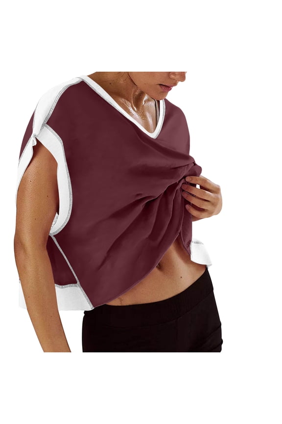 Open Back Tops For Women Summer Casual Yoga Y2K Athletic Gym Tees Shirts Slouchy Crop Running Tunic T Shirts Women Short Sleeve Workout Shirts Loose Relaxed Fit Blouses